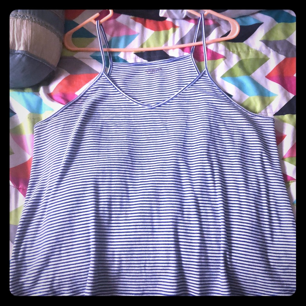 Blue and white striped Arizona tank top